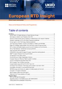 British Council online bulletin  FEBRUARY 2013 News on EU Research Policy and Programmes