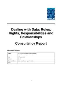 Dealing with Data Consultancy Report
