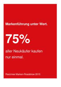 Markenführung unter Wert.  75% aller Neukäufer kaufen nur einmal.