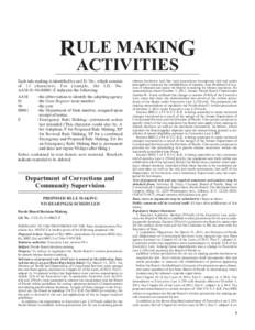 RULE MAKING ACTIVITIES Each rule making is identified by an I.D. No., which consists of 13 characters. For example, the I.D. No. AAM[removed]E indicates the following: