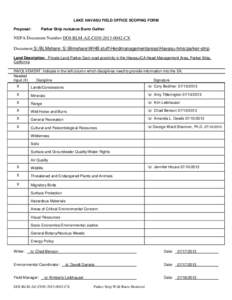 LAKE HAVASU FIELD OFFICE SCOPING FORM Proposal: Parker Strip nuisance Burro Gather  NEPA Document Number DOI-BLM-AZ-C030[removed]CX