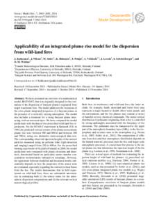 Geosci. Model Dev., 7, 2663–2681, 2014 www.geosci-model-dev.netdoi:gmd © Author(sCC Attribution 3.0 License.  Applicability of an integrated plume rise model for the dispersio