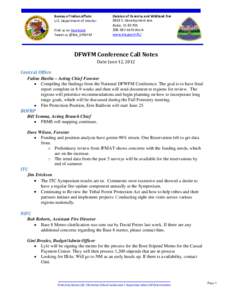 Bureau of Indian Affairs U.S. Department of Interior Division of Forestry and Wildland Fire 3833 S. Development Ave. Boise, ID[removed]