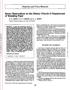 Vitamins and Trace Minerals  Some Observations on the Dietary Vitamin D Requirement