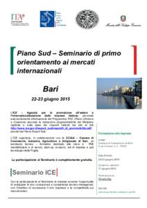 Piano Sud – Seminario di primo orientamento ai mercati internazionali Barigiugno 2015