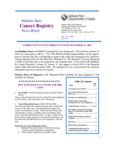 Indiana State  Cancer Registry News Briefs  Indiana State Cancer Registry
