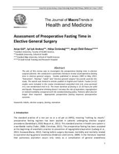 Asiye Gül, Işıl Işık Andsoy, Hülya Üstündağ, Birgül Ödül Özkaya, JMHM Vol 1 Issue[removed]The Journal of MacroTrends in MACROJOURNALS  Health and Medicine