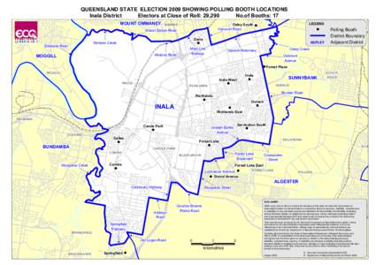 QUEENSLAND STATE ELECTION 2009 SHOWING POLLING BOOTH LOCATIONS Inala District Electors at Close of Roll: 29,290 No.of Booths: 17 MOUNT MOUNT OMMANEY