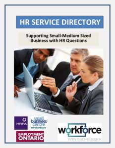 HR SERVICE DIRECTORY Supporting Small-Medium Sized Business with HR Questions 1