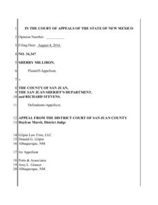 1  IN THE COURT OF APPEALS OF THE STATE OF NEW MEXICO 2 Opinion Number: __________ 3 Filing Date: August 4, 2016