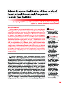 Seismic Response Modification of Structural and Nonstructural Systems and Components in Acute Care Facilities by Amjad Aref, Michel Bruneau, Michael Constantinou, Andre Filiatrault (Coordinating Author), George C. Lee, A