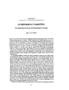 CHAPfER 8  ON REFORMING MARKETING For Marketing Systems and Brand Equity Strategy   SHELBY