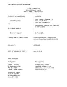 [Cite as Maggiore v. Barensfeld, 2012-Ohio[removed]COURT OF APPEALS STARK COUNTY, OHIO FIFTH APPELLATE DISTRICT