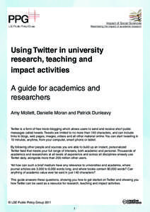 Impact of Social Sciences  Maximizing the impact of academic research Using Twitter in university research, teaching and