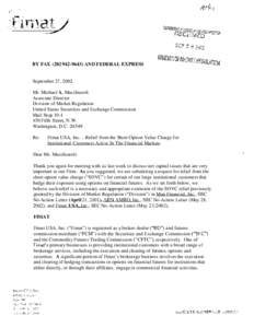 BY FAX[removed]AND FEDERAL EXPRESS  September 27, 2002 Mr. Michael A. Macchiaroli Associate Director Division of Market Regulation