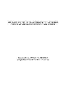 ABRIDGED HISTORY OF GRANDVIEW UNITED METHODIST CHURCH MEMBERS AND THEIR MILITARY SERVICE