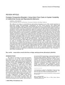 Complex cooperative breeders: Using infant care costs to explain variability in callitrichine social and reproductive behavior