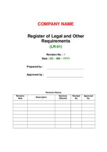 Register of Legal and Other Requirements