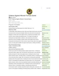   User Guide Violence Against Women Formula Grants STOP Violence Against Women Formula Grants