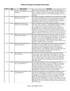Railway Prototype Cyclopedia Article Index Vol. No. 1 Pages 6-16