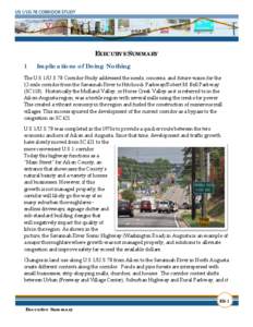 EXECUTIVE SUMMARY 1 Implications of Doing Nothing  The U.S. 1/U.S. 78 Corridor Study addressed the needs, concerns, and future vision for the