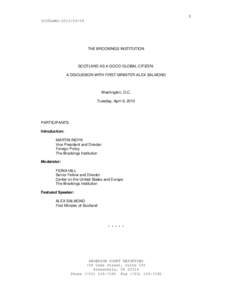 1 SCOTLAND[removed]THE BROOKINGS INSTITUTION  SCOTLAND AS A GOOD GLOBAL CITIZEN: