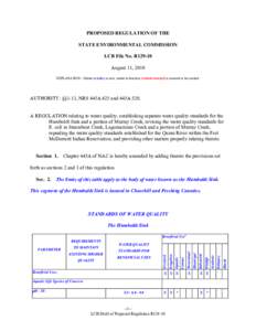 PROPOSED REGULATION OF THE STATE ENVIRONMENTAL COMMISSION LCB File No. R129-10 August 11, 2010 EXPLANATION – Matter in italics is new; matter in brackets [omitted material] is material to be omitted.