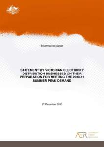 PORTAL - Public Report - Information paper  Preparation by Victorian DNSPs to meet[removed]summer peak demand
