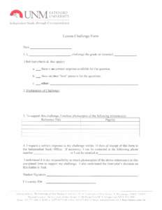 EXTENDED UNIVERSITY Independent Study through Correspondence Lesson Challenge Form Date