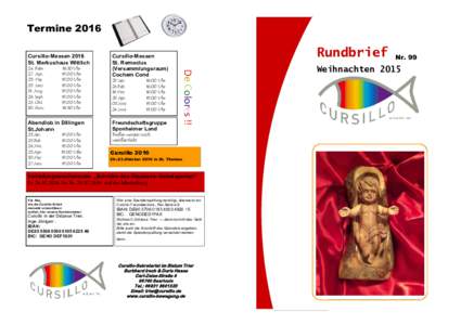 Termine 2016 Cursillo-Messen 2016 St. Markushaus WittlichUhrUhrUhr