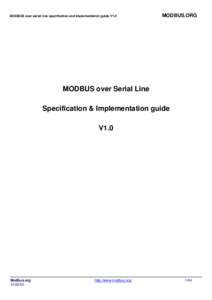 MODBUS over serial line specification and implementation guide V1.0  MODBUS.ORG MODBUS over Serial Line Specification & Implementation guide