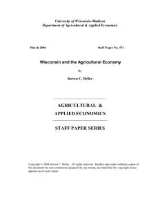 University of Wisconsin-Madison Department of Agricultural & Applied Economics March[removed]Staff Paper No. 471