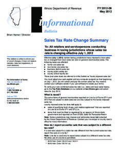 Illinois Department of Revenue  informational FY[removed]May 2012