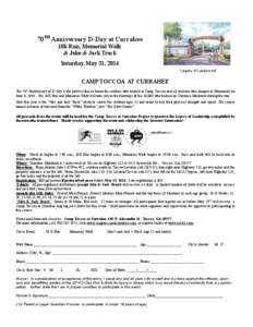 70TH Anniversary D-Day at Currahee 10k Run, Memorial Walk & Jake & Jack Track Saturday, May 31, 2014 “Legacy of Leadership”