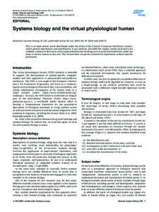 Molecular Systems Biology 5; Article number 292; doi:[removed]msb[removed]Citation: Molecular Systems Biology 5:292 & 2009 EMBO and Macmillan Publishers Limited All rights reserved[removed]www.molecularsystemsbiology