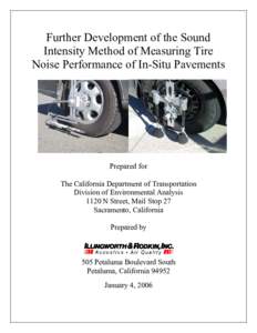 Further Development of the Sound Intensity Method of Measuring Tire Noise Performance of In-Situ Pavements