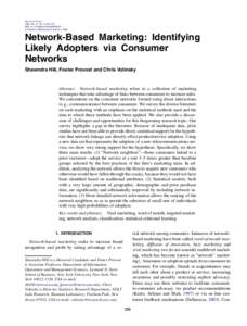 Network-Based Marketing: Identifying Likely Adopters via Consumer Networks