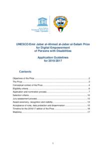UNESCO/Emir Jaber al-Ahmad al-Jaber al-Sabah Prize for Digital Empowerment of Persons with Disabilities Application Guidelines for
