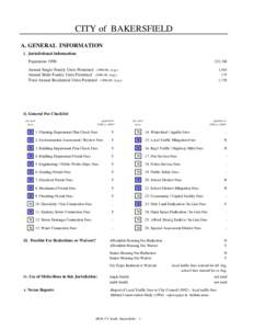 CITY of BAKERSFIELD A. GENERAL INFORMATION i. Jurisdictional Information: Population 1998:  221,700
