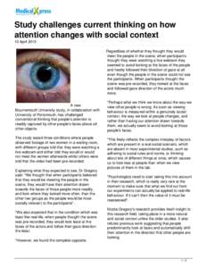 Study challenges current thinking on how attention changes with social context