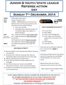 Junior & youth/state league Referee action day Sunday 7th December, 2014 VENUE: DATE: