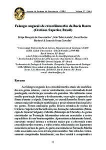 Anuário do Instituto de Geociências - UFRJ  VolumeFalanges ungueais de crocodilomorfos da Bacia Bauru (Cretáceo Superior, Brasil)