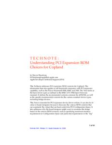 ð 2 TECHNOTE: Understanding PCI Expansion ROM Choices for Copland