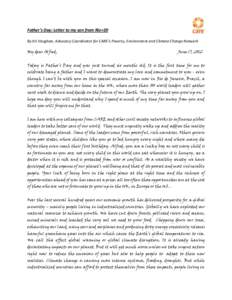 Father’s Day: Letter to my son from Rio+20 By Kit Vaughan, Advocacy Coordinator for CARE’s Poverty, Environment and Climate Change Network My dear Alfred, June 17, 2012