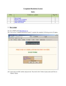 Complaint Resolution System Index S.No.