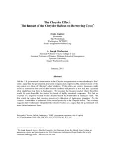 The Chrysler Effect: The Impact of the Chrysler Bailout on Borrowing Costs* Deniz Anginer Economist The World Bank Washington, DC 20433