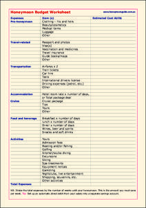 Honeymoon Budget Worksheet.indd