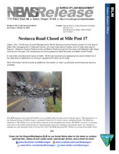 Nestucca Road Closed at Mile Post 17
