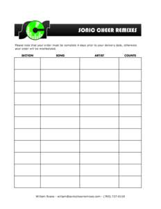 Sonic Cheer Remixes - Count Sheet