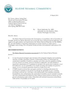 19 March 2014 Dr. Tammy Adams, Acting Chief Permits and Conservation Division Office of Protected Resources National Marine Fisheries Service 1315 East-West Highway